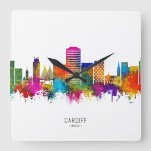Horloge Carrée Cardiff Wales Skyline