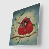 Horloge Carrée Cardinal oiseau rouge (Angle)
