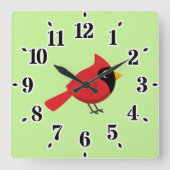 Horloge Carrée Cardinal Rouge Cardinal Cardinal aux Fleurs (Recto)
