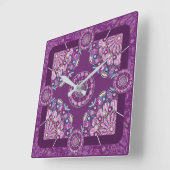 Horloge Carrée Cardinal rouge Rosace (Angle)