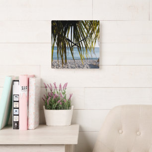 Horloge Carrée Caribbean Beach Bliss #6 #tropical #wall #art