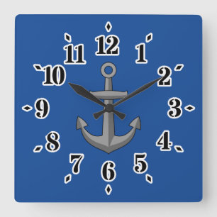 Horloge Carrée Caricature Ancre de bateau