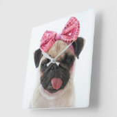 Horloge Carrée Carlin à cou rose (Angle)