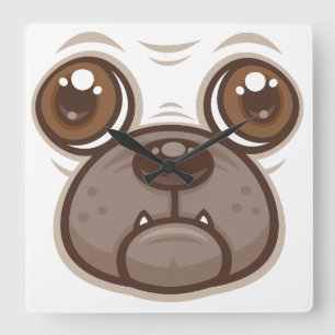 Horloge Carrée Carlin de caricature Mug Chien Chien Chien Chien F