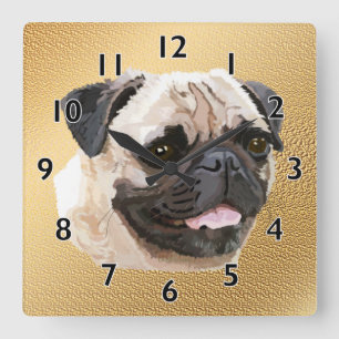 Horloge Carrée Carlin Dog Art