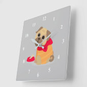 Horloge Carrée Carlin Love adorable carlin chiot chien (Angle)