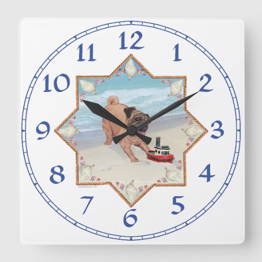Horloge Carrée Carlin sur la plage (Recto)