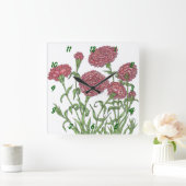 Horloge Carrée Carnations (Maison)