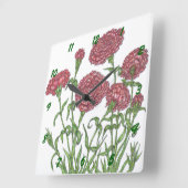 Horloge Carrée Carnations (Angle)