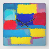 Horloge Carrée "Carnaval de Cobalt" Art Abstrait (Recto)