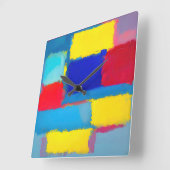 Horloge Carrée "Carnaval de Cobalt" Art Abstrait (Angle)
