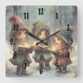 Horloge Carrée Caroleurs de Noël (Recto)