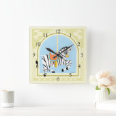 Horloge Carrée Carousel Zebra par June Erica Vess (Maison)