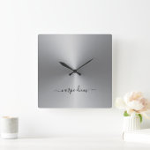 Horloge Carrée Carpe Diem Argent Style métallique Acrylique (Maison)