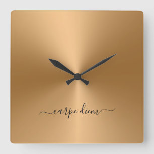 Horloge Carrée Carpe Diem Honey Metallic Style Acrylic