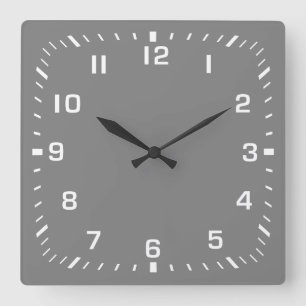 Horloge Carrée Carré blanc numéro faceplate sur gris moyen