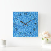 Horloge Carrée Carré de la peau de léopard bleu chiffres romains  (Maison)