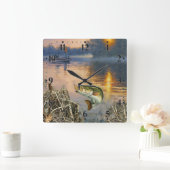 Horloge Carrée Carré de pêche à l'horloge murale (Maison)