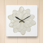 Horloge Carrée Carré moderne ivoire marguerite Fleur Cuisine Horl<br><div class="desc">Horloge fleurie moderne en ivoire et blanc</div>
