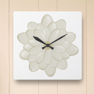 Horloge Carrée Carré moderne ivoire marguerite Fleur Cuisine Horl