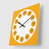 Horloge Carrée Carré multihorloge Citrus Orange (Angle)