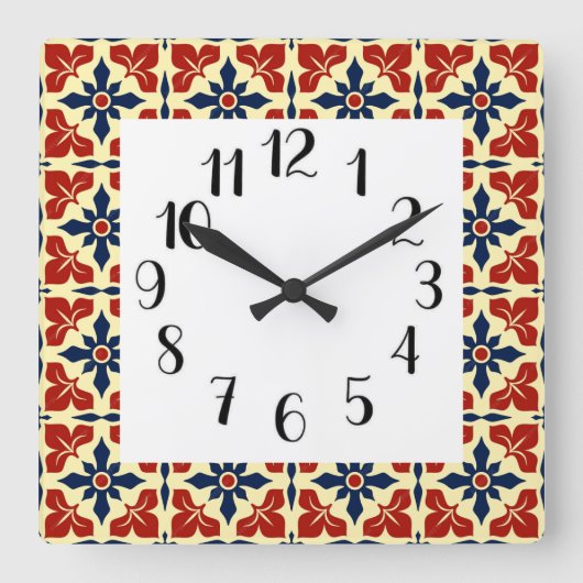 Horloge Carrée Carrelage marocain (Recto)