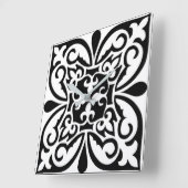 Horloge Carrée Carrelage marocain - blanc avec arrière - plan noi (Angle)