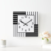 Horloge Carrée Carrés BW triés (Maison)