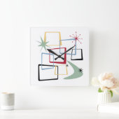 Horloge Carrée Carrés de l'âge atomique Boomerang Starburst milie (Maison)