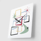 Horloge Carrée Carrés de l'âge atomique Boomerang Starburst milie (Angle)