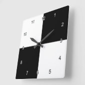 Horloge Carrée Carrés en noir et blanc (Angle)