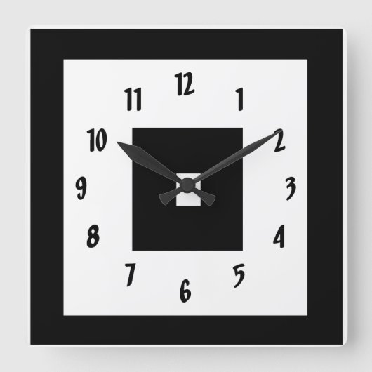 Horloge Carrée Carrés noirs et blancs (Recto)