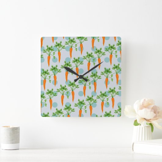 Horloge Carrée Carrot vegetable pattern (Maison)