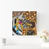 Horloge Carrée Carrousel Joyeux-Go-Round Ride Zebra Horse (Maison)