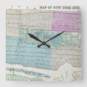 Horloge Carrée Carte de Central Park, New York City 1870