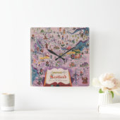 Horloge Carrée Carte de Dunlop de l'Ecosse centrale (Maison)