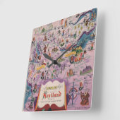 Horloge Carrée Carte de Dunlop de l'Ecosse centrale (Angle)