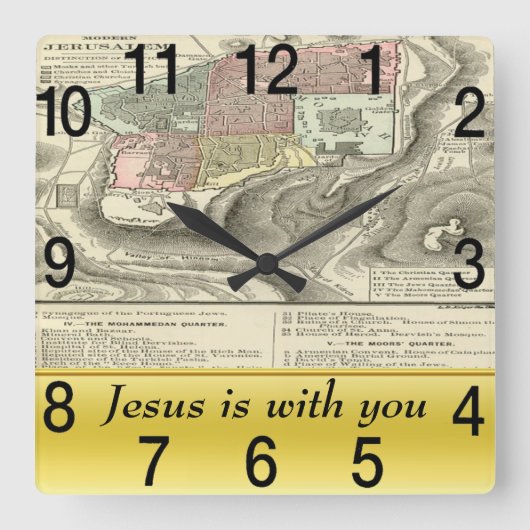 Horloge Carrée Carte De La Vie Du Christ (Recto)