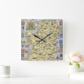 Horloge Carrée Carte de l'Irlande historique (Maison)