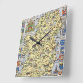 Horloge Carrée Carte de l'Irlande historique (Angle)