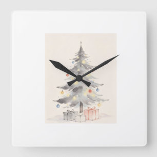 Horloge Carrée Carte de Noël