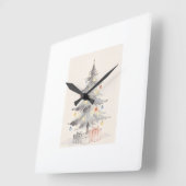 Horloge Carrée Carte de Noël (Angle)