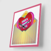 HORLOGE CARRÉE CARTE DE RÉALISATION "HEUREUSE SAINTE-VALENTIN" (Angle)