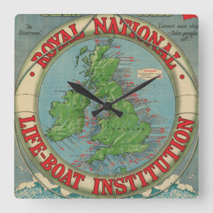 Horloge Carrée Carte des îles britanniques - diagramme de canot