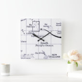 Horloge Carrée Carte d'océan de South Pacific (Maison)