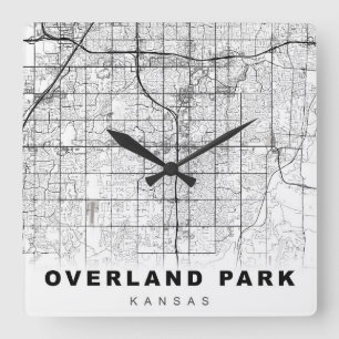 Horloge Carrée Carte d'Overland Park