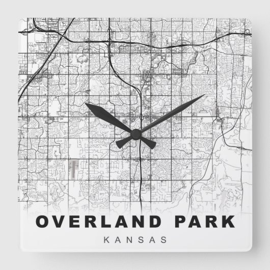 Horloge Carrée Carte d'Overland Park (Recto)