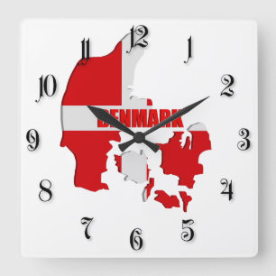 Horloge Carrée Carte du Danemark