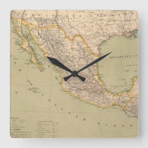 Horloge Carrée Carte du Mexique