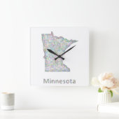 Horloge Carrée Carte du Minnesota (Maison)